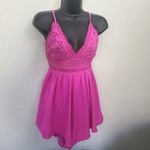 Crochet Romper Magenta